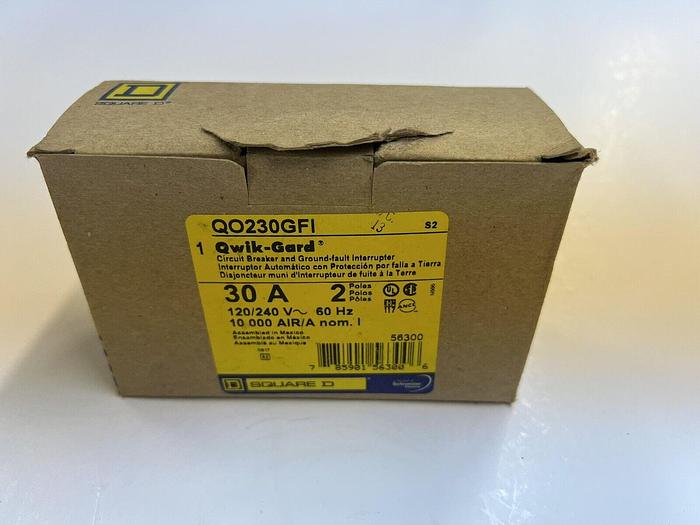 QO230GFI Square D 30 Amp 240V 2 Pole Ground Fault Circuit Breaker New