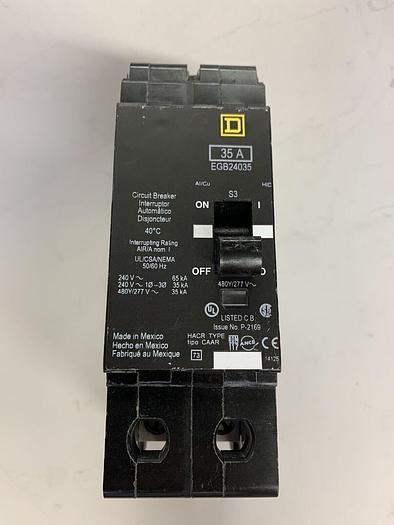 EGB24035 Square D 35 Amp 480V 2 Pole Bolt On Circuit Breaker New