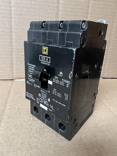 EGB34125 Square D 125 Amp 480V 3 Pole Bolt On Circuit Breaker New 785901326342