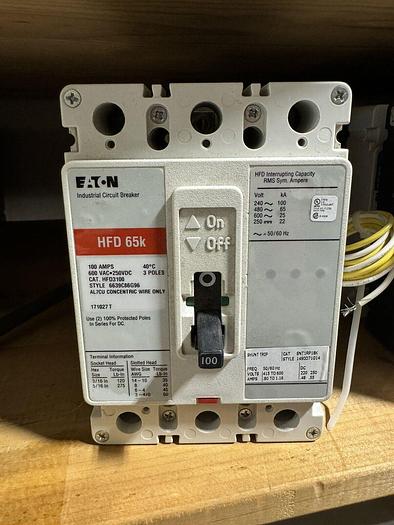 HFD3100 Cutler Hammer 100 Amp 480V 3P SNT1RP18K Shunt Trip Circuit Breaker New 786679175897