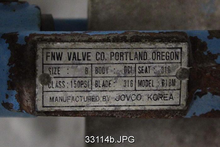 Used FNW 61BM 4" Hand Operated Knife Gate Valve #33114