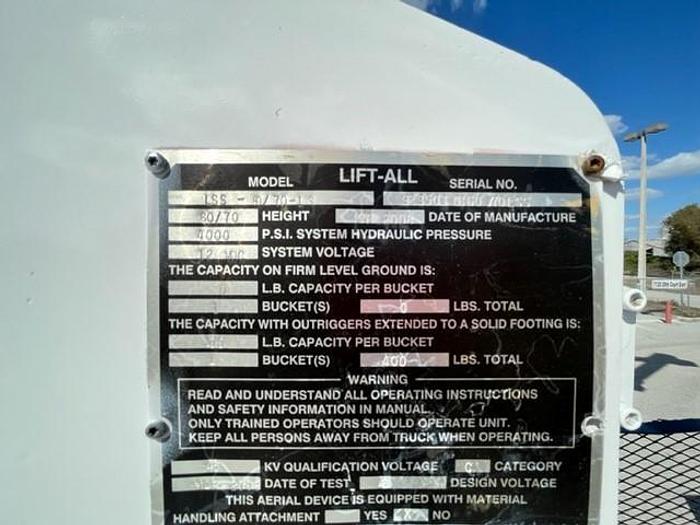 Used Lift-All 75ft Bucket Boom on 2008 Freightliner M2 106 4x4 Reg Cab Flatbed Truck - C84239