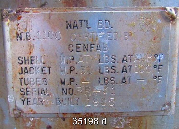 Used 14,000 Gallon Jacketed Tank, 153" x 180" Straight Side #35198