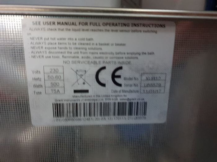 Used Grant Instruments XUB12 Ultrasonic Bath