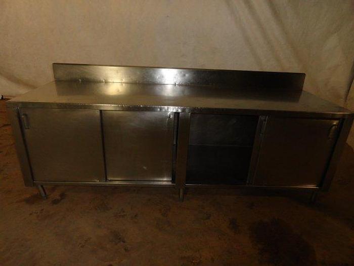 Used Stainless Steel Table with Under Cabinets; 8'L x 30"W