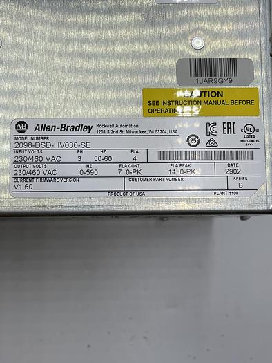 Used Allen-Bradley 2098-DSD-HV030-SE SerB
