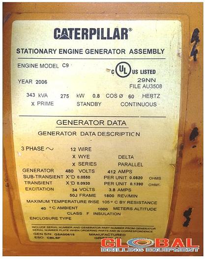 Used Item 0670 : 2006 Caterpillar LC5 Generator Set w/ C9 Engine