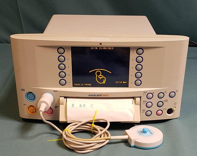 Used Huntleigt Sonicaid FM 800 Fetal Monitor Modell+ ULT1, ULT2 MECG und Toco/IUP Optionen, MECG Sonde
