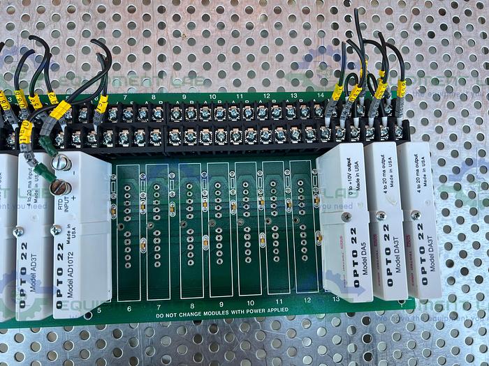 Used Opto 22  PB16AH Control Board w/ Opto 22 Modules AD3T, AD10T2, DA5, DA3T