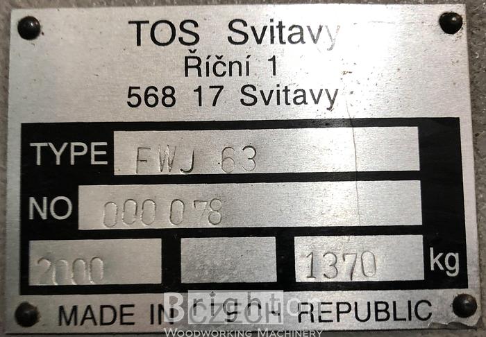 Used 2000 TOS SVITAVY FWJ 63 used Planer
