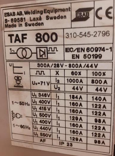 Usado Máquina de soldar ESAB TAF 800 AC