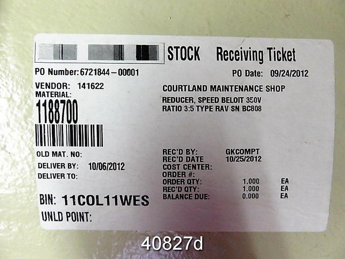 Unused Beloit 350V Pulper Drive, Ratio 3.5/1 #40827