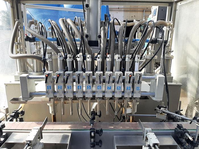 Used Filler, Bottle, Inline, 10-Head, 304 Stainless Steel, 250ml - 5,000ml #C744824