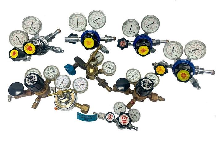 Used VBA Cryogenics, Concoa, Harris, Various Models of Gas Regulators Lot of 9 (6798)