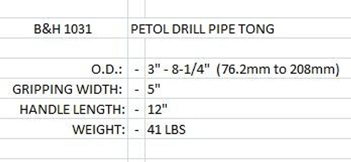 Item B&H 1031 - Petol Drill Pipe Tongs