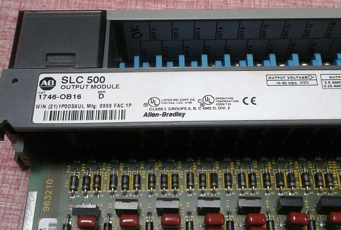 Used ALLEN BRADLEY 1746-OB16/D OUTPUT MODULE SLC 500 1746-OB16 SERIES D 10-50 VDC