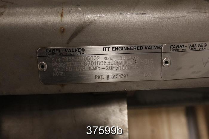 Used Fabri 10" Hand Operated Knife Gate Valve #37599