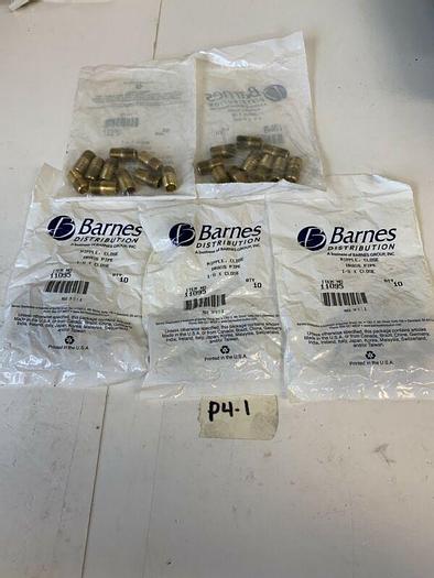 Barnes Nipple Close Brass Pipe 1/8 x Close 11095 Qty:10 In Bag (Lot Of 5)