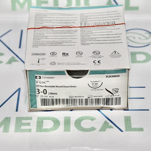 Covidien - VLOCN0644 - COVIDIEN SUTURE V-LOC PBT NON ABSORBABLE WOUND CLOSURE DEVICE 3-0 (BOX OF 12)