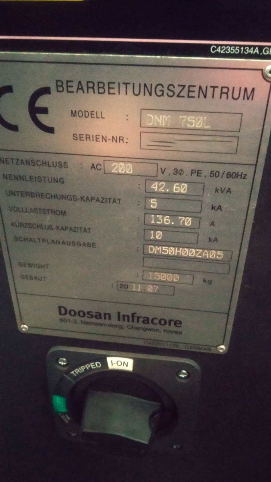 Used Doosan DNM750L - Vertical Machining Centre - 2011