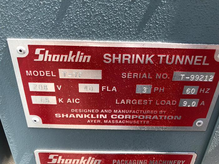 Used SHANKLIN HEAT SHRINK TUNNEL W/ ADJUSTABLE CONVEYOR SPEED MODEL T7F