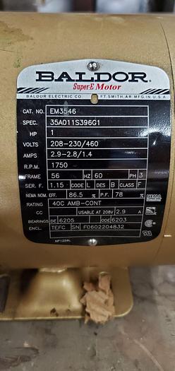 Used Motor, 1 HP, Baldor, 1750 RPM Out, 208-230/460V (2) #S743674