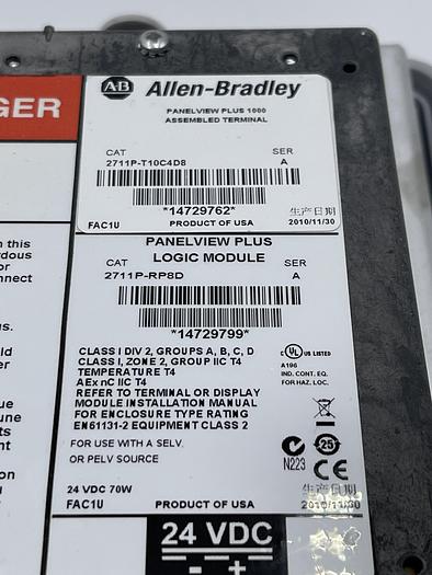 Used Allen-Bradley 2711P-T10C4D8 Ser A, 2711P-RP8D, 2711P-RDT10C