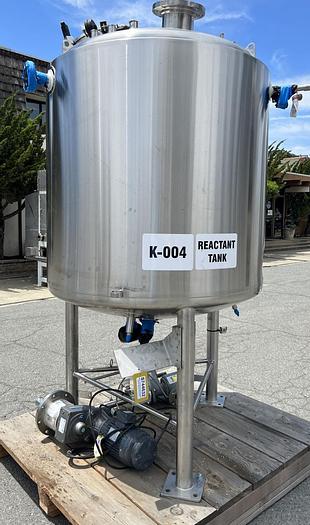 Used Tank, 370 Gallon, 316L Stainless Steel, Jacketed, Agitated, 10 PSI, T&C Stainless #L744633