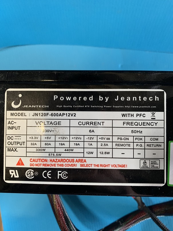 Used Jeantech Switching Power Supply JN120F-600AP12V2
