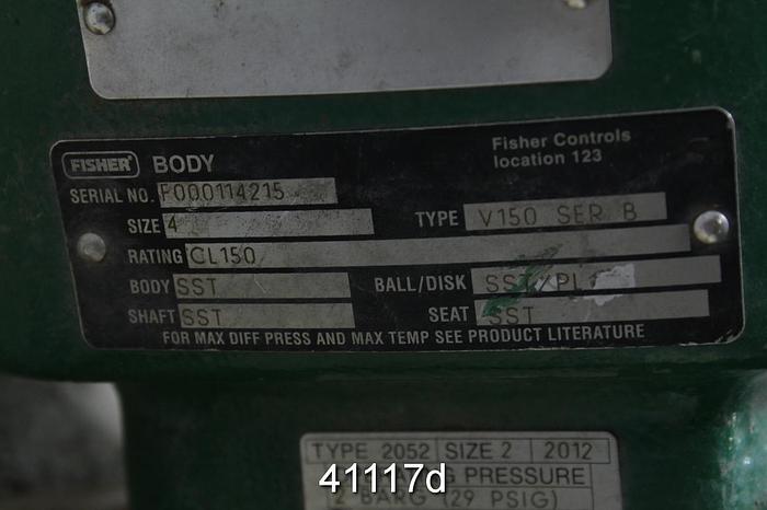 Used Fisher V150 Series B 4" Vee Ball Valve #41117