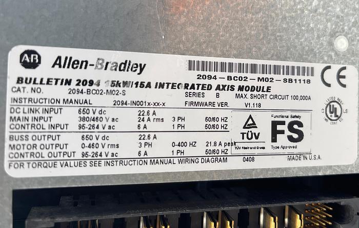Used Allen-Bradley 2094-BC02-M02-S Ser B