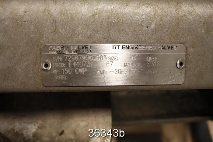 Used Fabri 6" Hand Operated Knife Gate Valve #36343