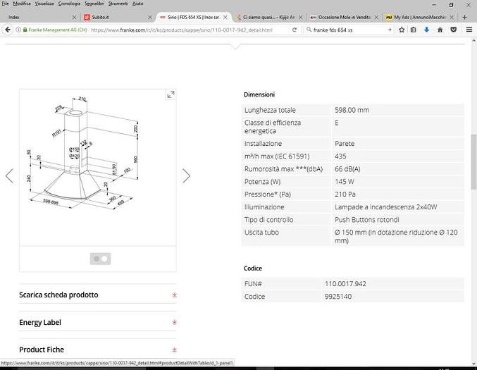 Usato CAPPA FRANKE FDS 654 XS (60 CM)