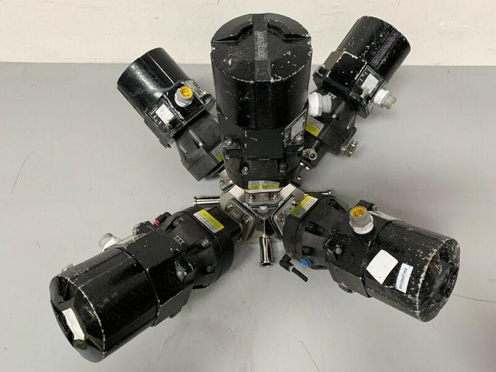 Used 5 ITT Sherotec Stainless Steel Diaphragm Valves w/ Position Monitors