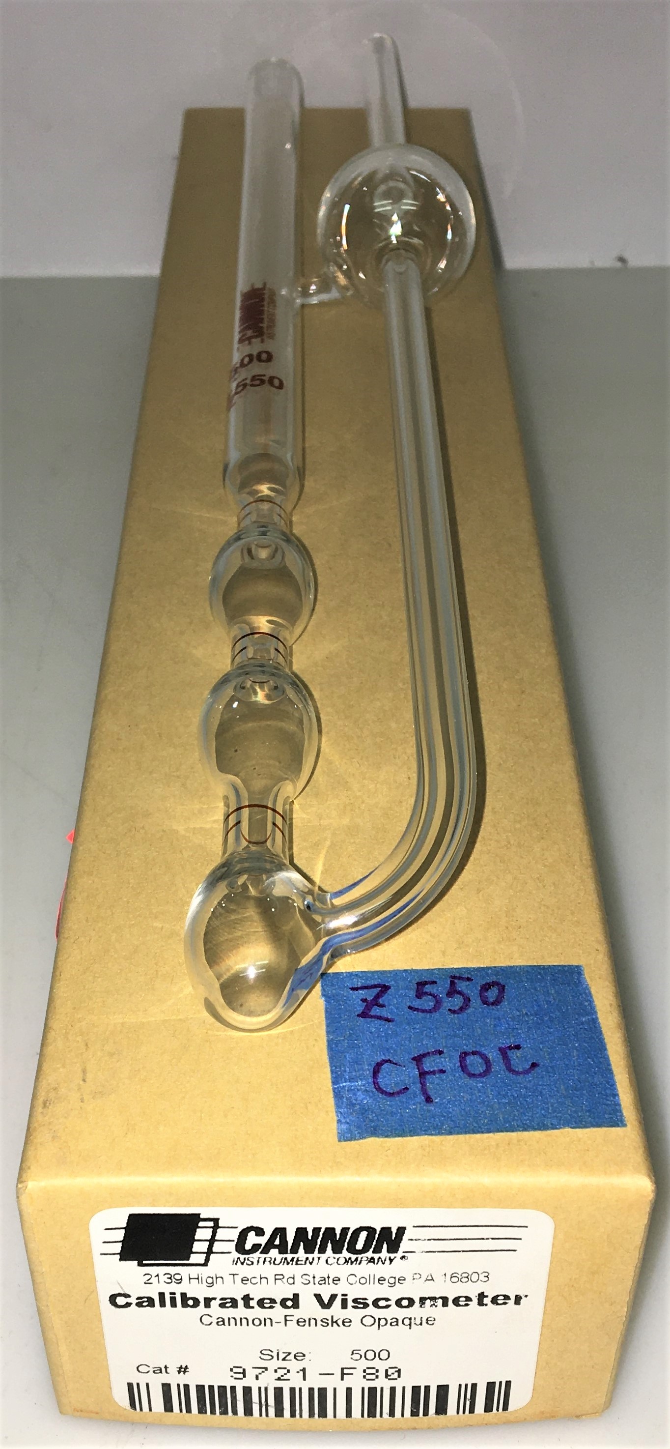 New Open Box Cannon-Fenske CFOC-500 (9721-F80) Certified Opaque Viscometer Tube - Size 500