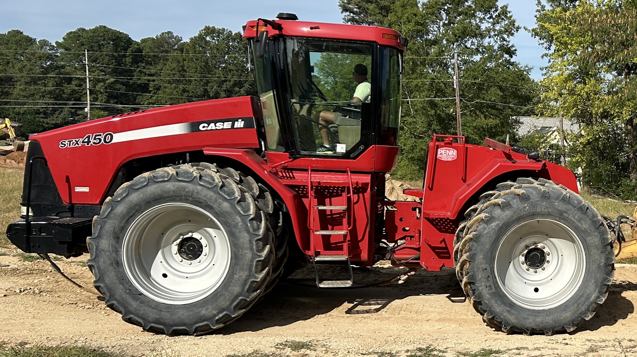 Used 2004 Case STX450 with 17 yard Noble Pull pan