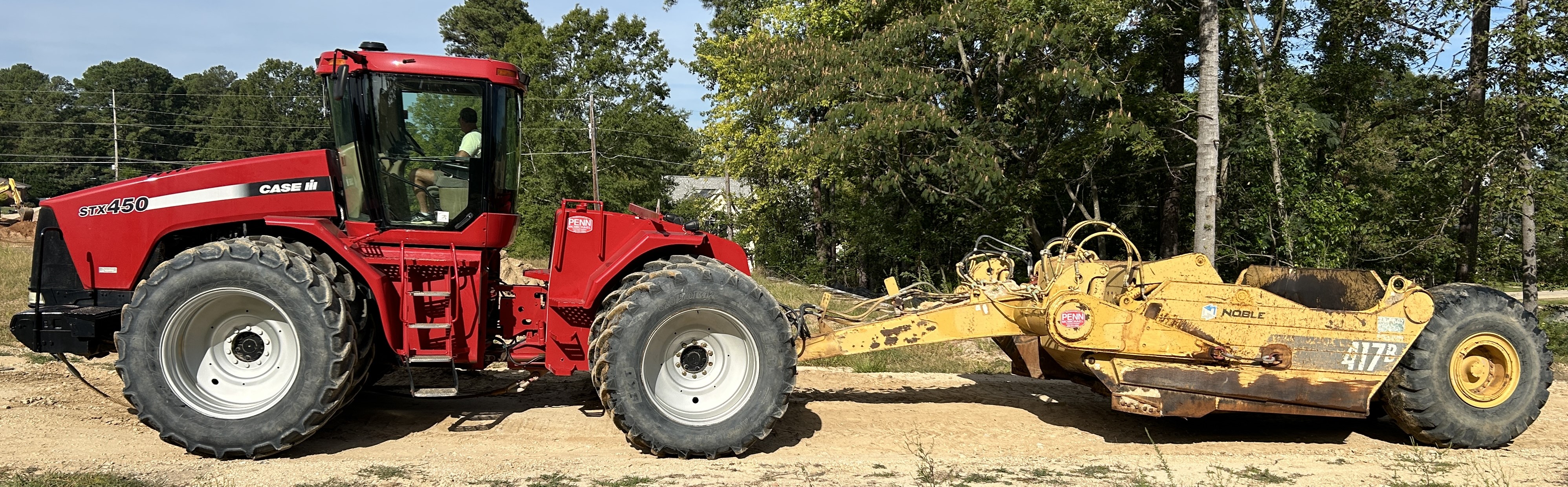 Used 2004 Case STX450 with 17 yard Noble Pull pan