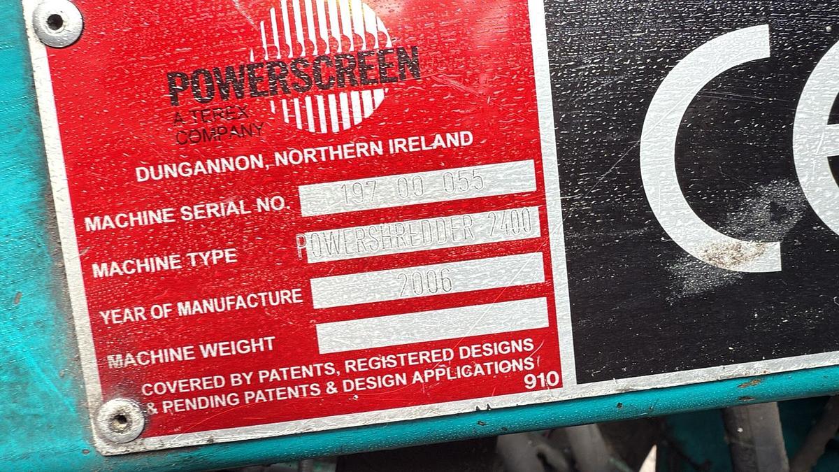 Used 2006 Powerscreen Powershredder 2400 Slow-Speed Twin-Shaft Shredder