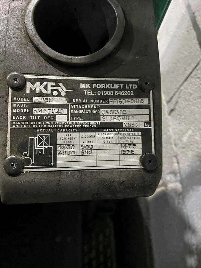 Used Mitsubishi Cascade FD18N Forklift 