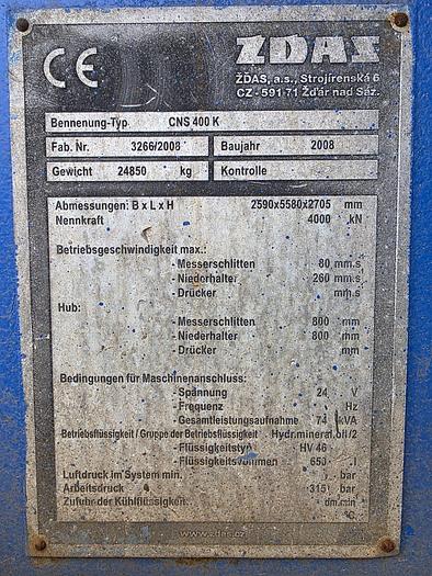 Used 2008 ZDAS CNS 400 K Mobile Container Scrap Shear Shears