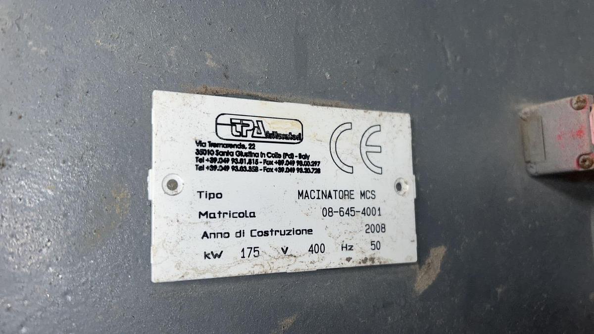 Used 2008 TPA Trituratori Plastics Shredder, Granulator & Conveyor Full Plant