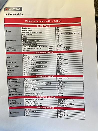 Used COPEX REFLEX 650t Mobile Scrap Shear