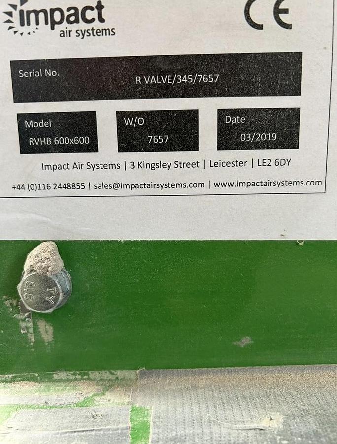 Used 2019 Impact Air Systems RVHB 600x600 Separator 