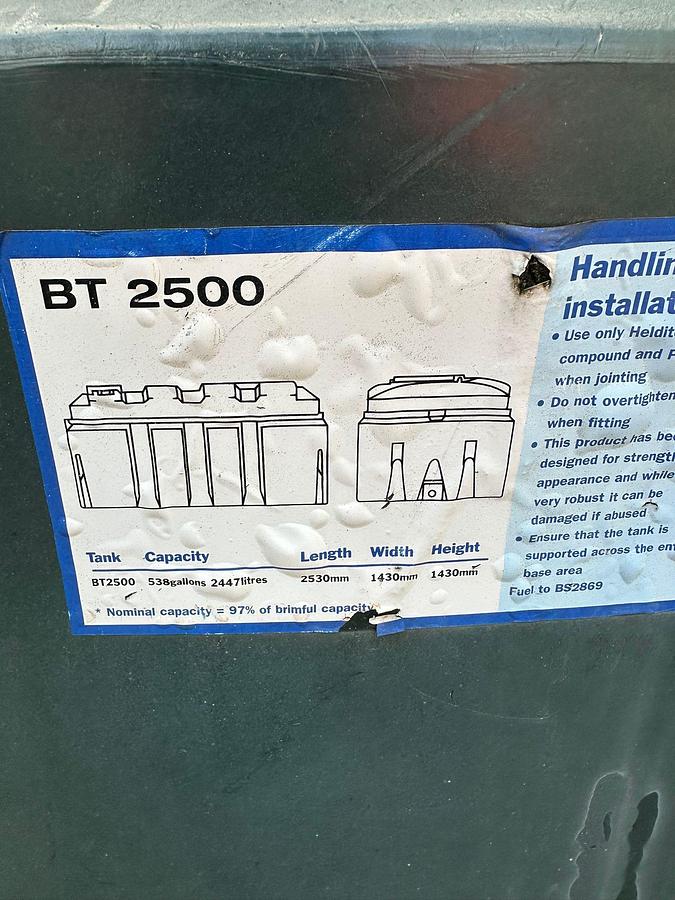 Used BT2500 Titan 2500ltr Diesel Tank