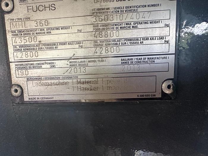 Used 2013 Terex Fuchs MHL 360