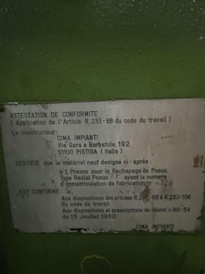 Used Tyre Retreading PCR & TBR Presses Full Plant