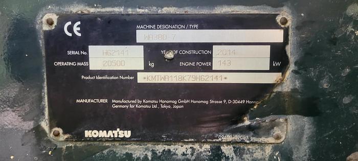 Used 2014 Komatsu WA380 Wheeled loader