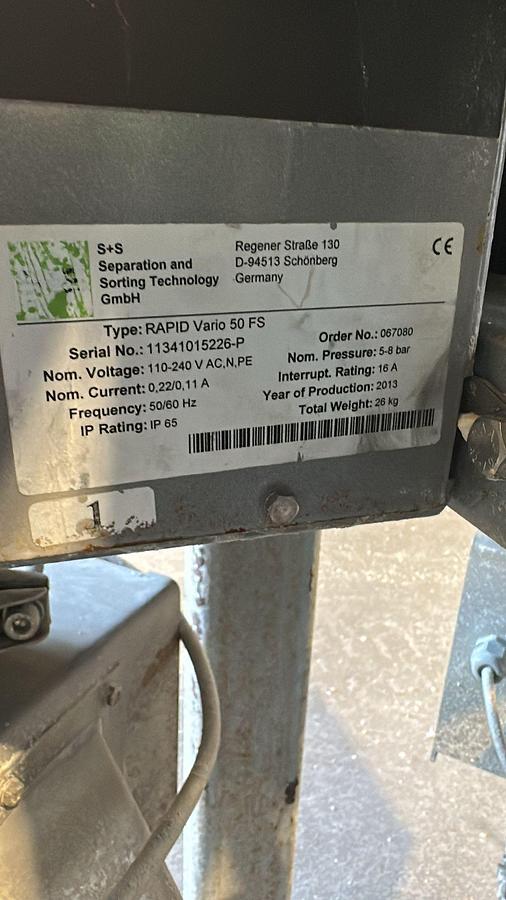 Used 2013 S+S RAPID Vario 50 FS Metal Separator 