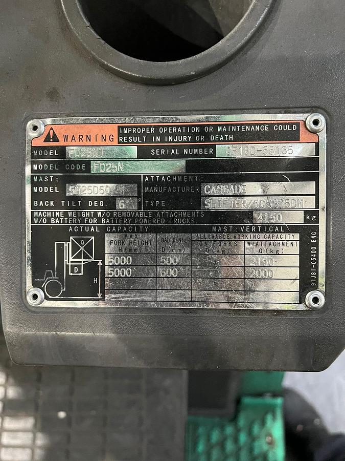 Used Mitsubishi Cascade FD25N Forklift 