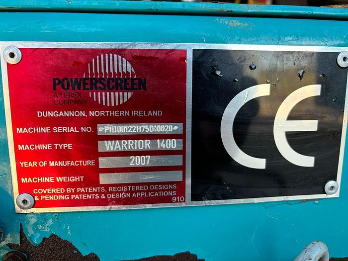 Used 2007 Powerscreen Warrior 1400 Scalping Screen